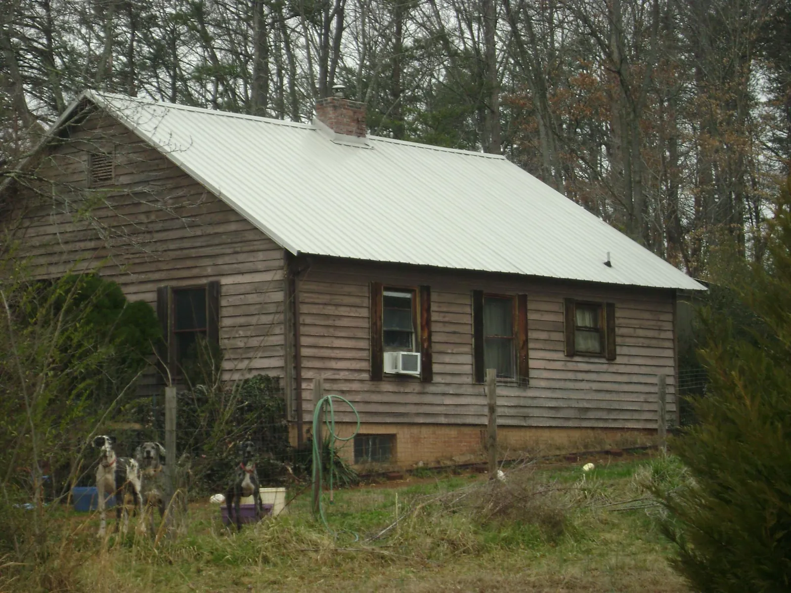 White metal roof on an old wood sided farmhouse, from a Asphalt Shingle Roof Repair job in Kiowa